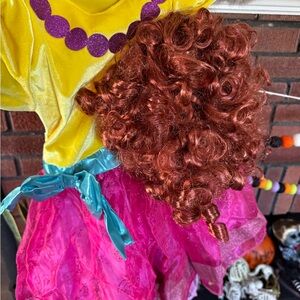 Fancy Nancy Colorful Costume Dress with Curly Wig and leggings